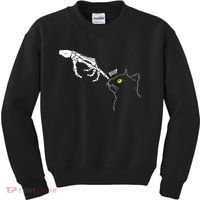 Spooky Boop Skeleton Hand Touch Nose Cat Halloween Costume Kids Sweatshirt thumb 0
