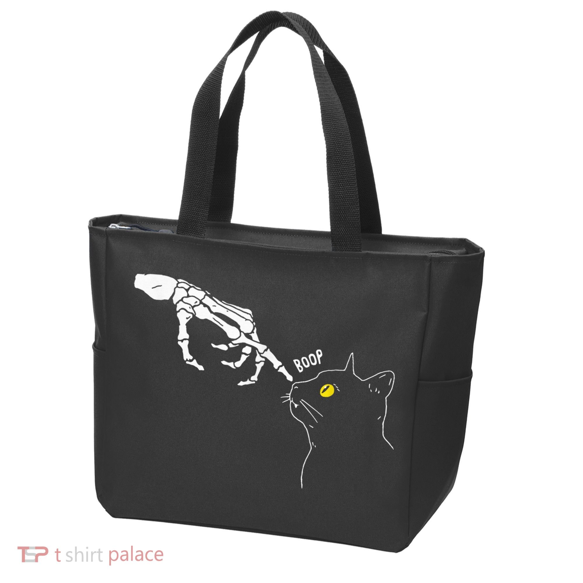 Spooky Boop Skeleton Hand Touch Nose Cat Halloween Costume Tote Bag