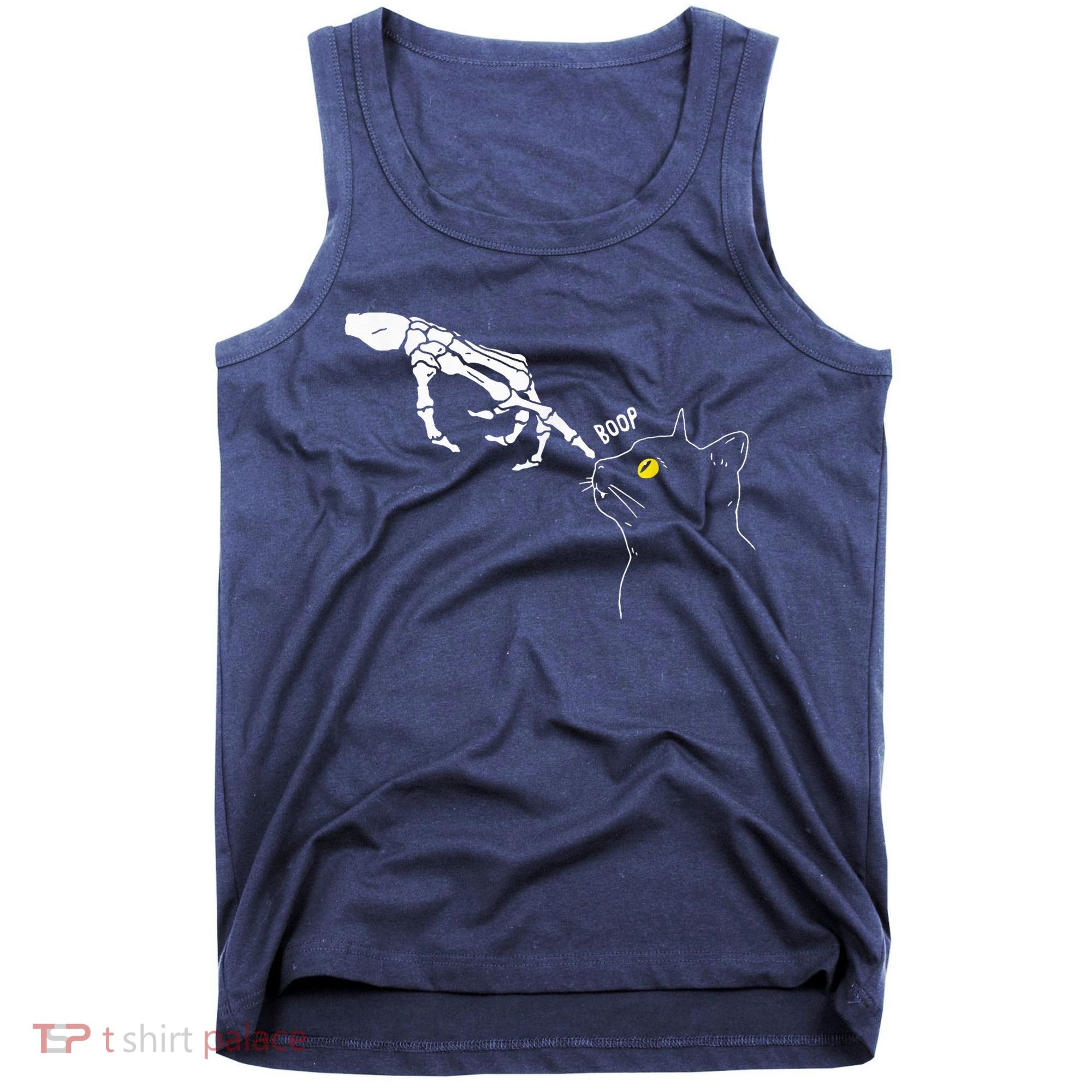 Spooky Boop Skeleton Hand Touch Nose Cat Halloween Costume Tank Top