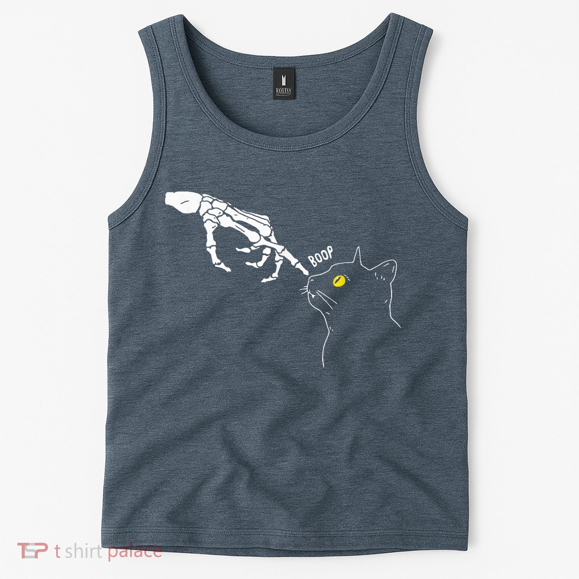 Spooky Boop Skeleton Hand Touch Nose Cat Halloween Costume Tank Top