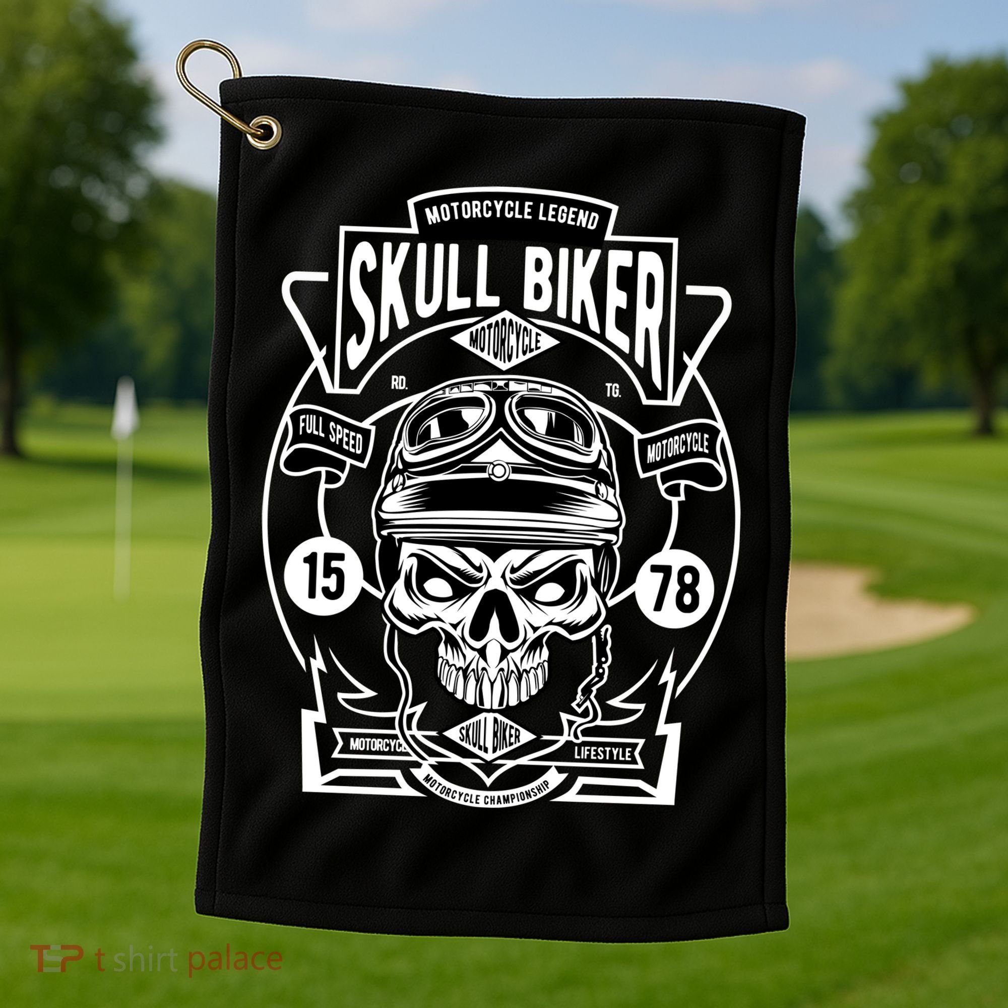 Skull Biker Golf Towel