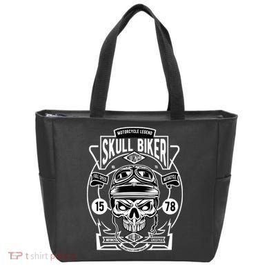 Skull Biker Tote Bag
