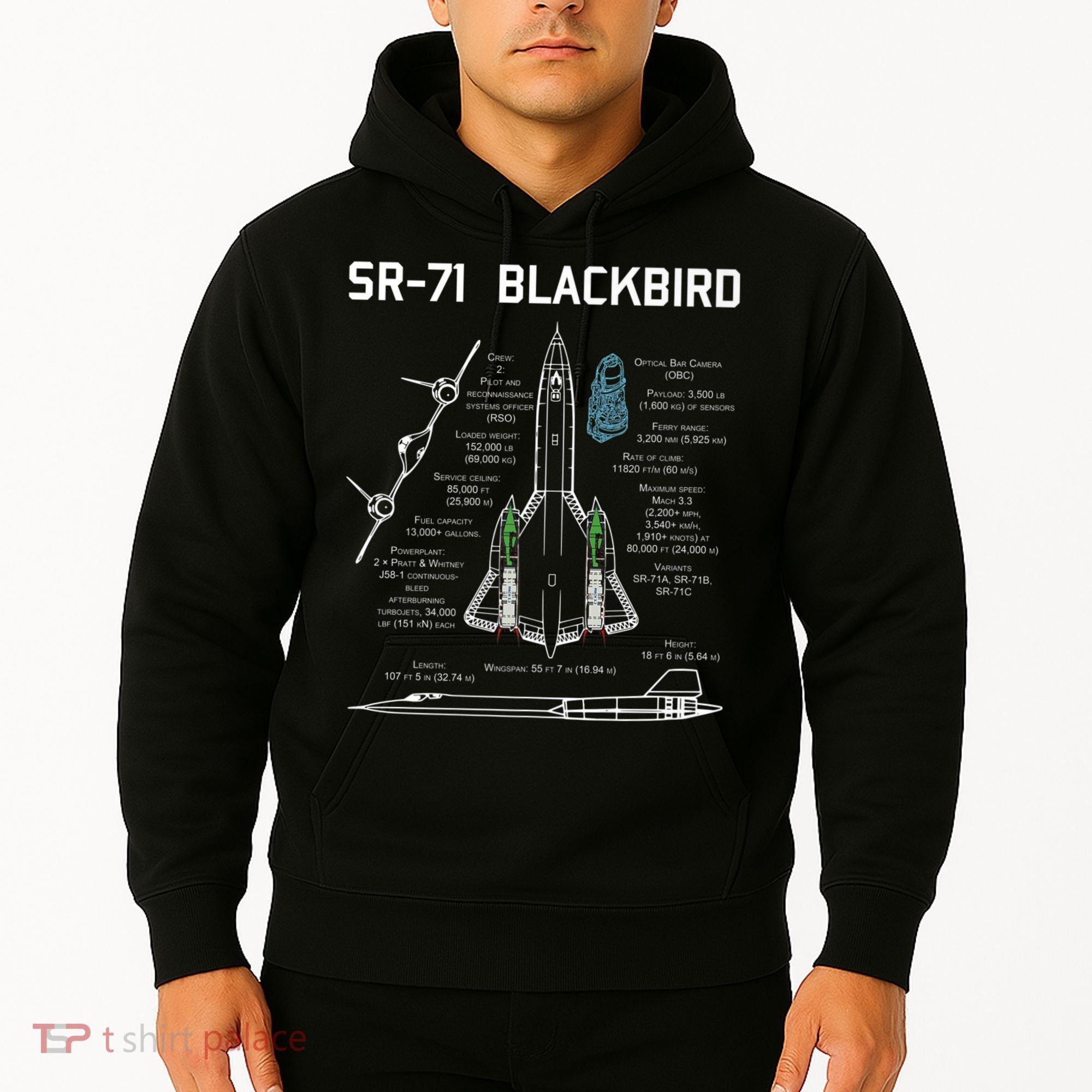 SR71 Blackbird SpecsSR71 Blackbird Premium Hoodie