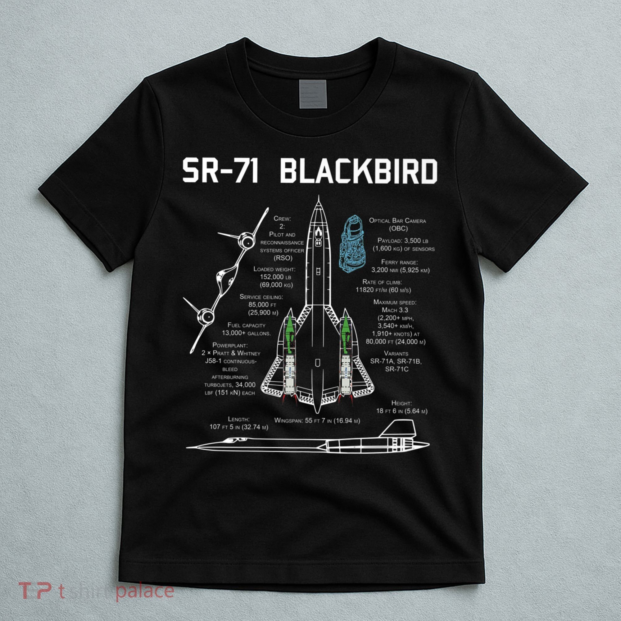 SR71 Blackbird SpecsSR71 Blackbird Premium T-Shirt