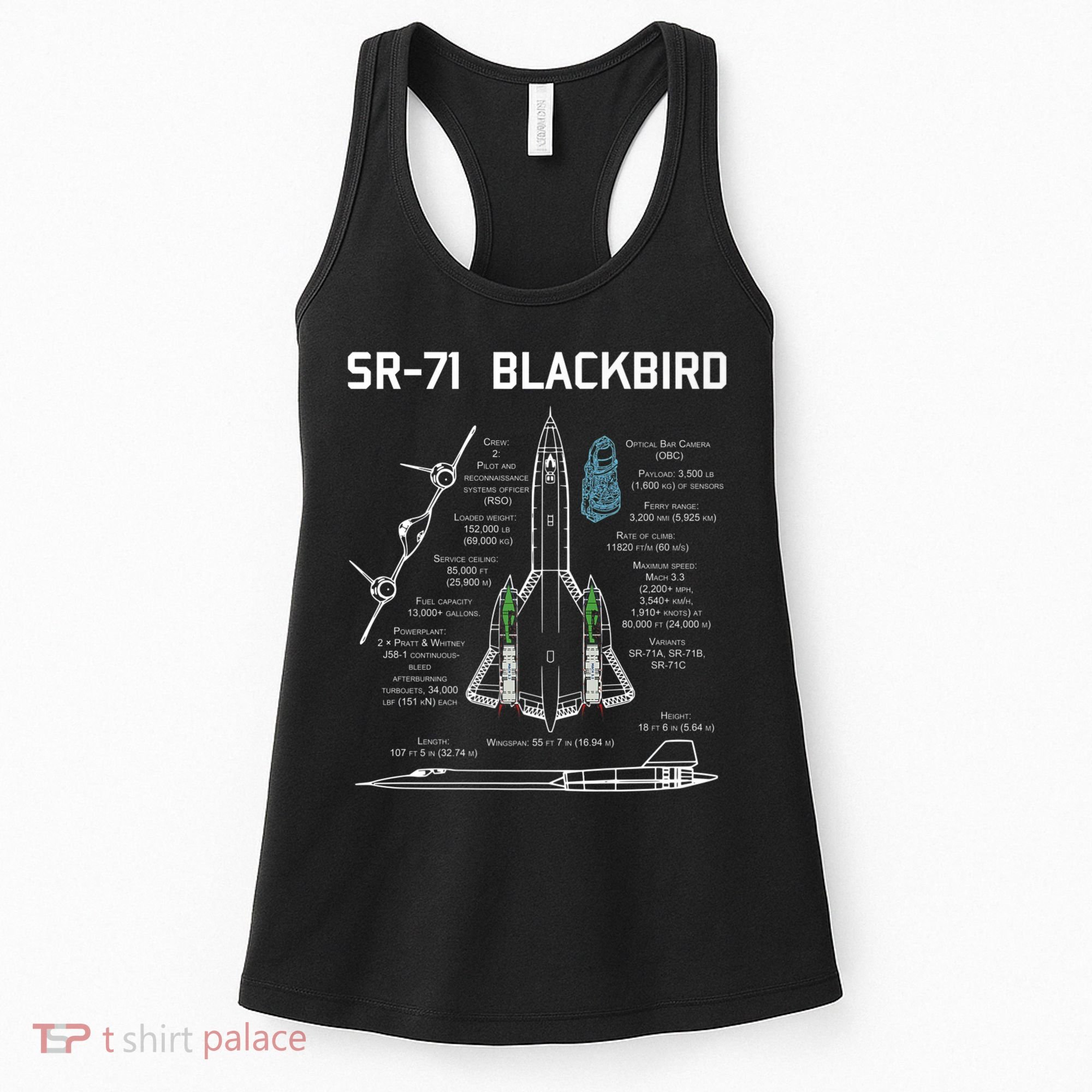 SR71 Blackbird SpecsSR71 Blackbird Premium Women's Tank Top