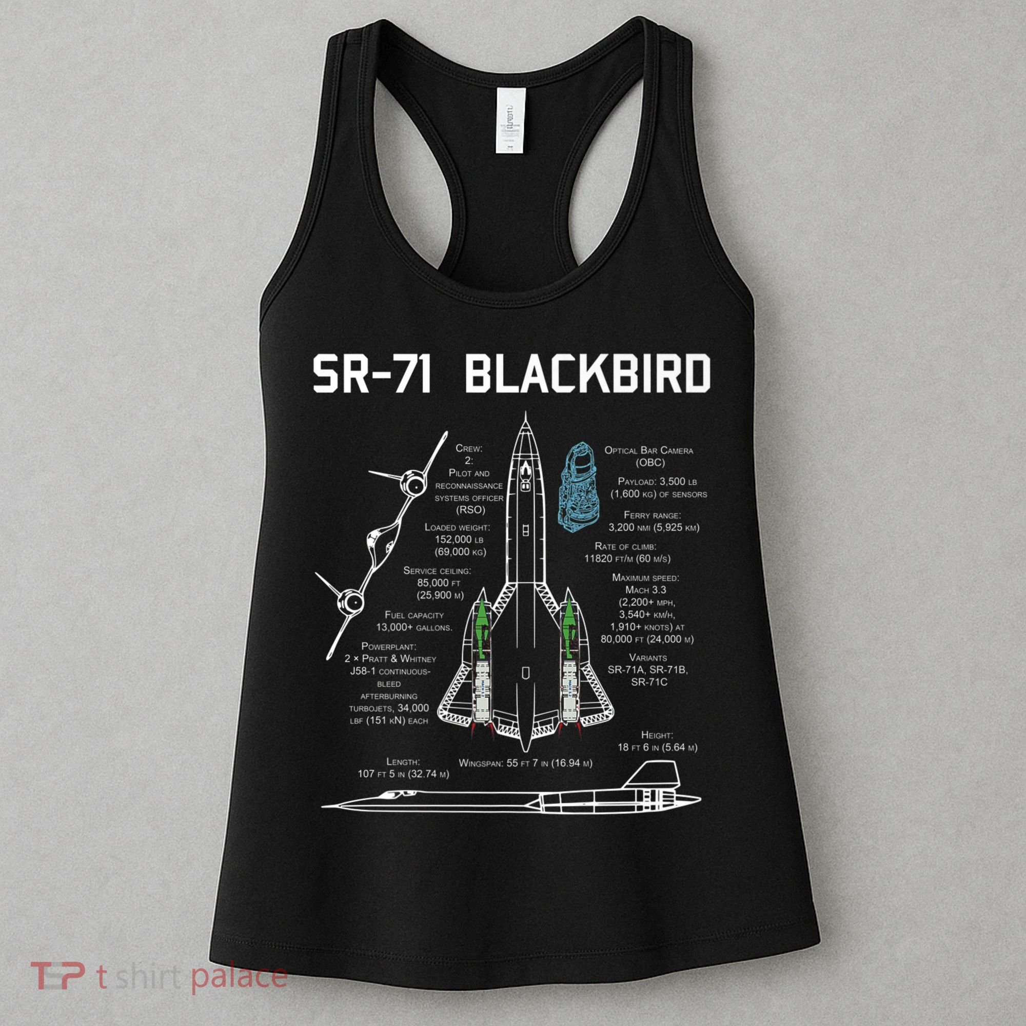 SR71 Blackbird SpecsSR71 Blackbird Premium Women's Tank Top