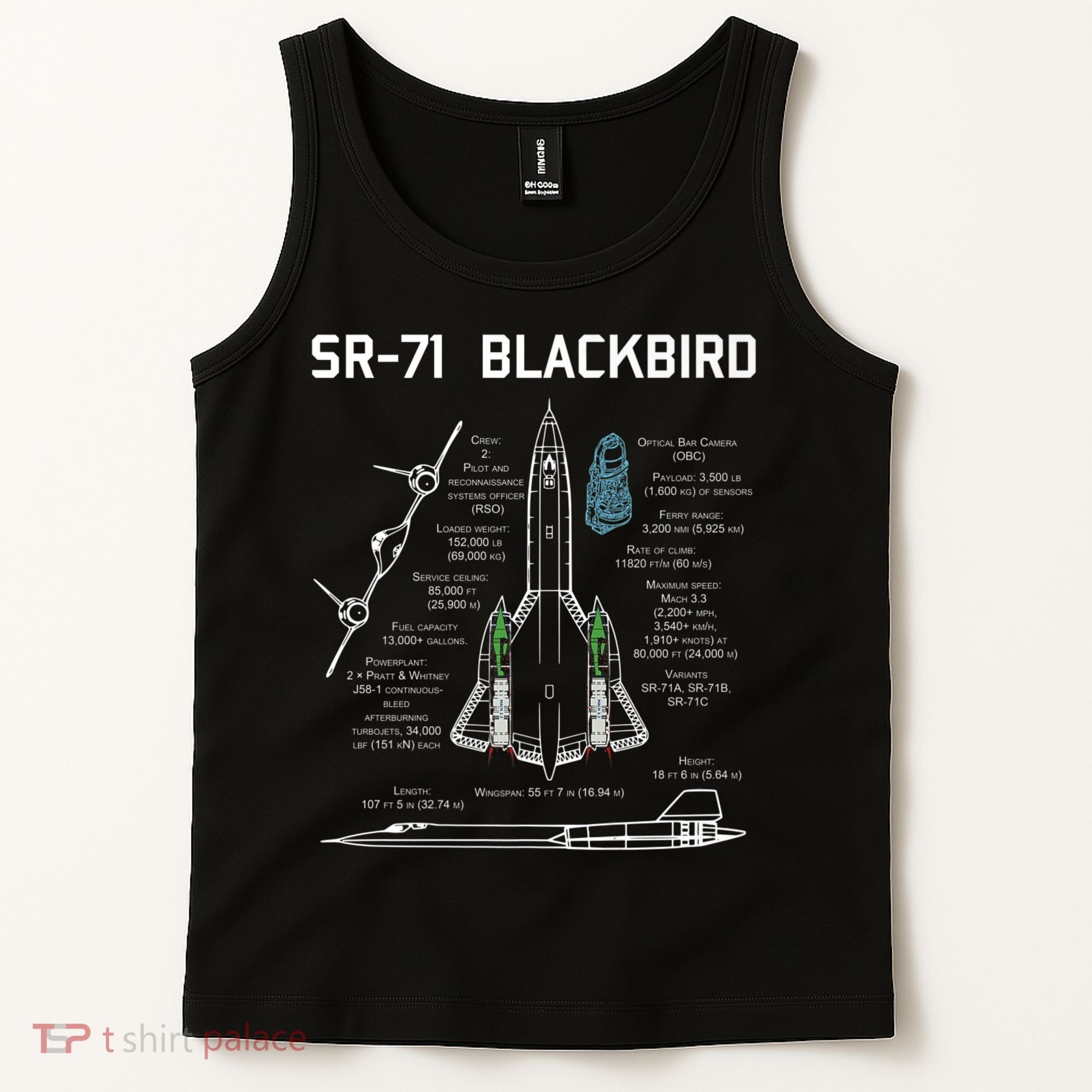 SR71 Blackbird SpecsSR71 Blackbird Premium Tank Top