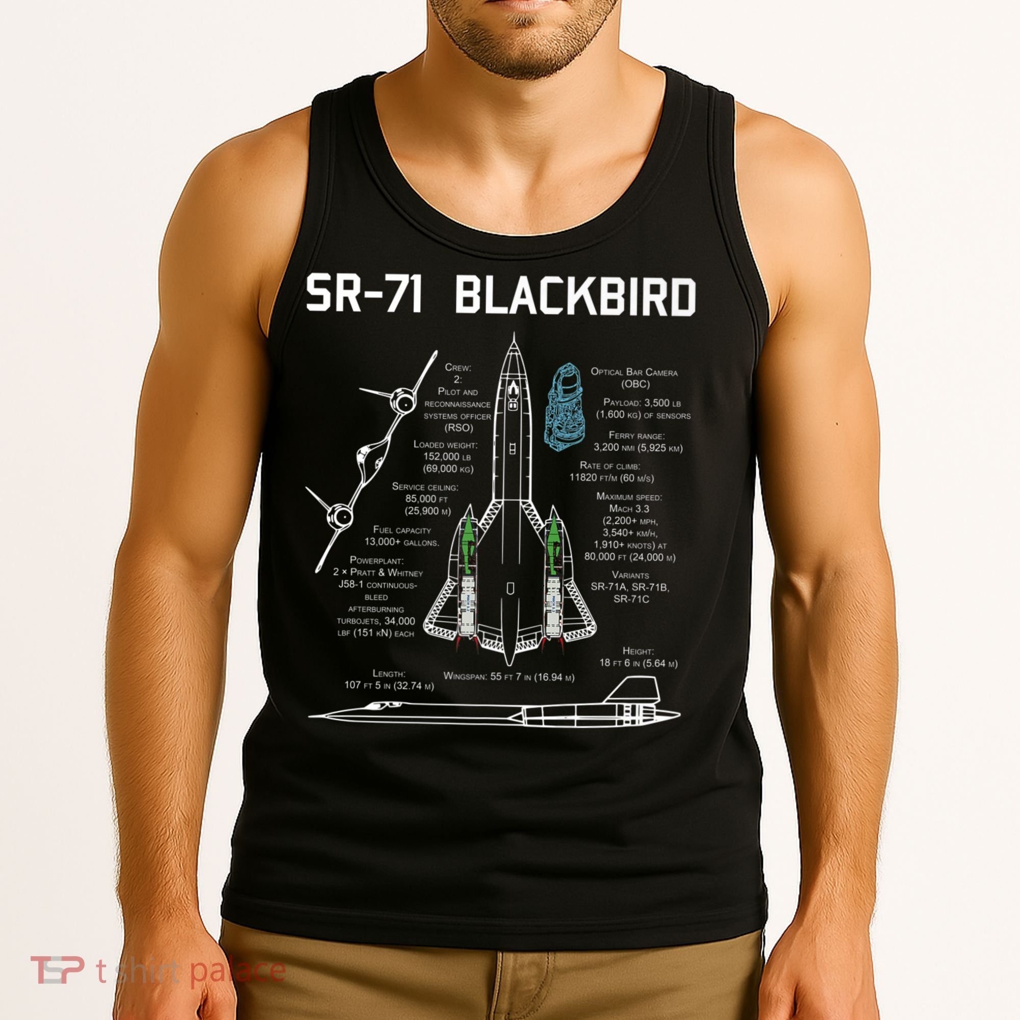 SR71 Blackbird SpecsSR71 Blackbird Premium Tank Top