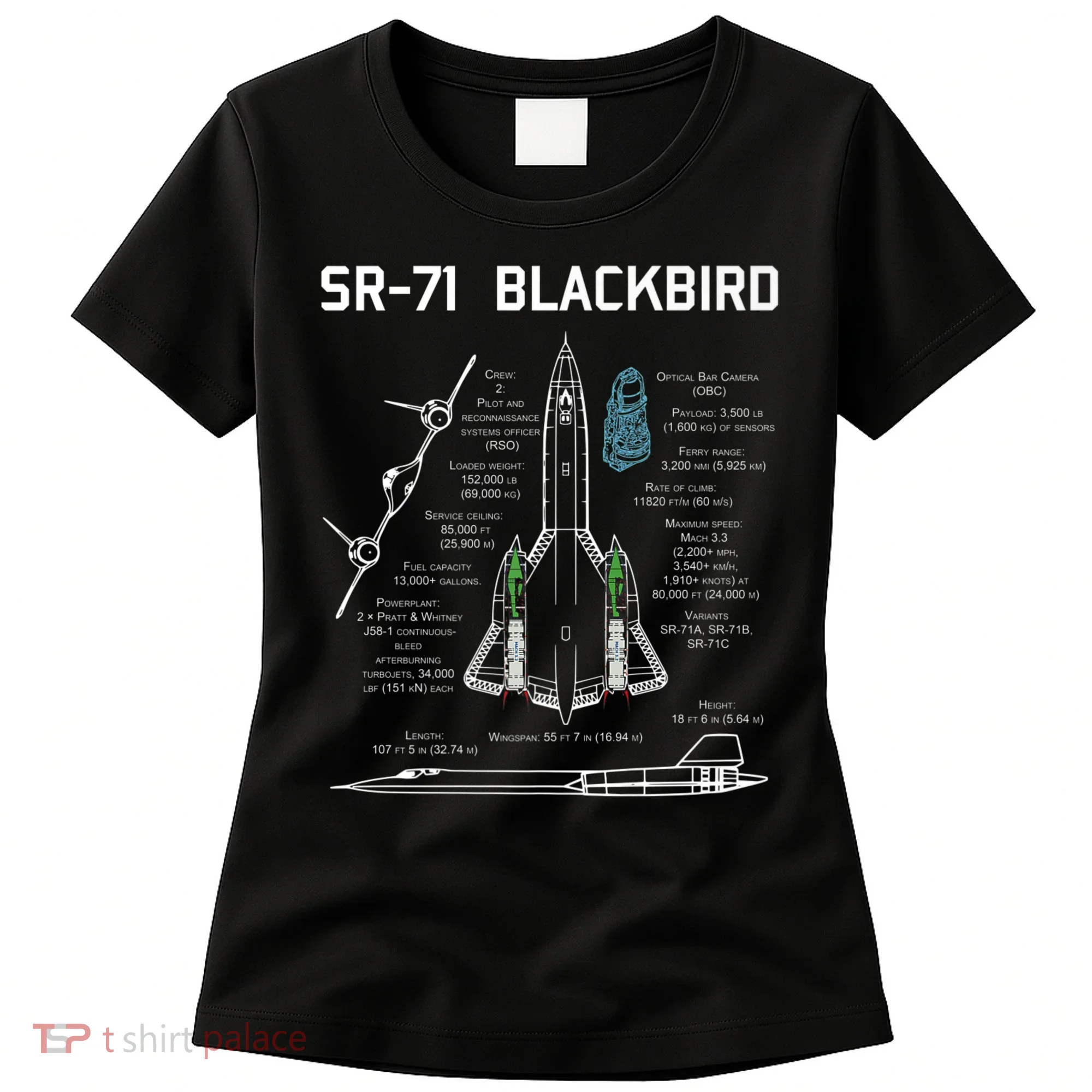 SR71 Blackbird SpecsSR71 Blackbird Premium Women's T-Shirt