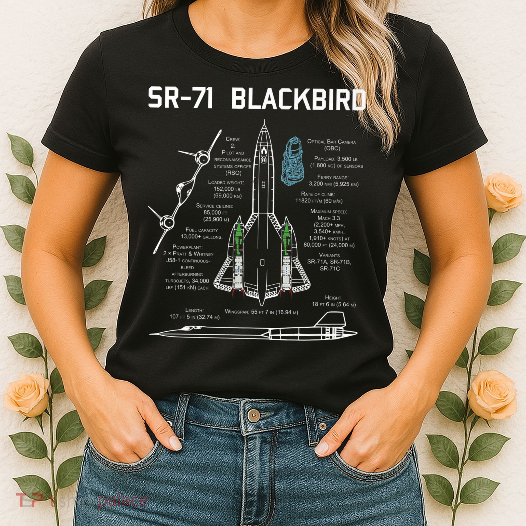 SR71 Blackbird SpecsSR71 Blackbird Premium Women's T-Shirt