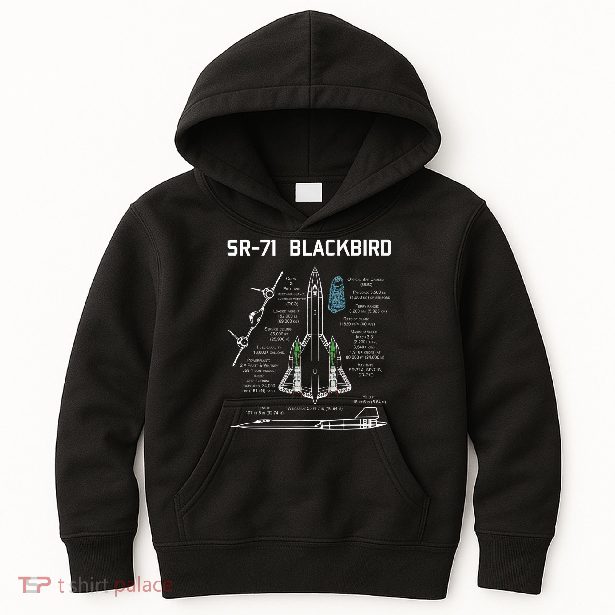 SR71 Blackbird SpecsSR71 Blackbird Premium Kids Hoodie