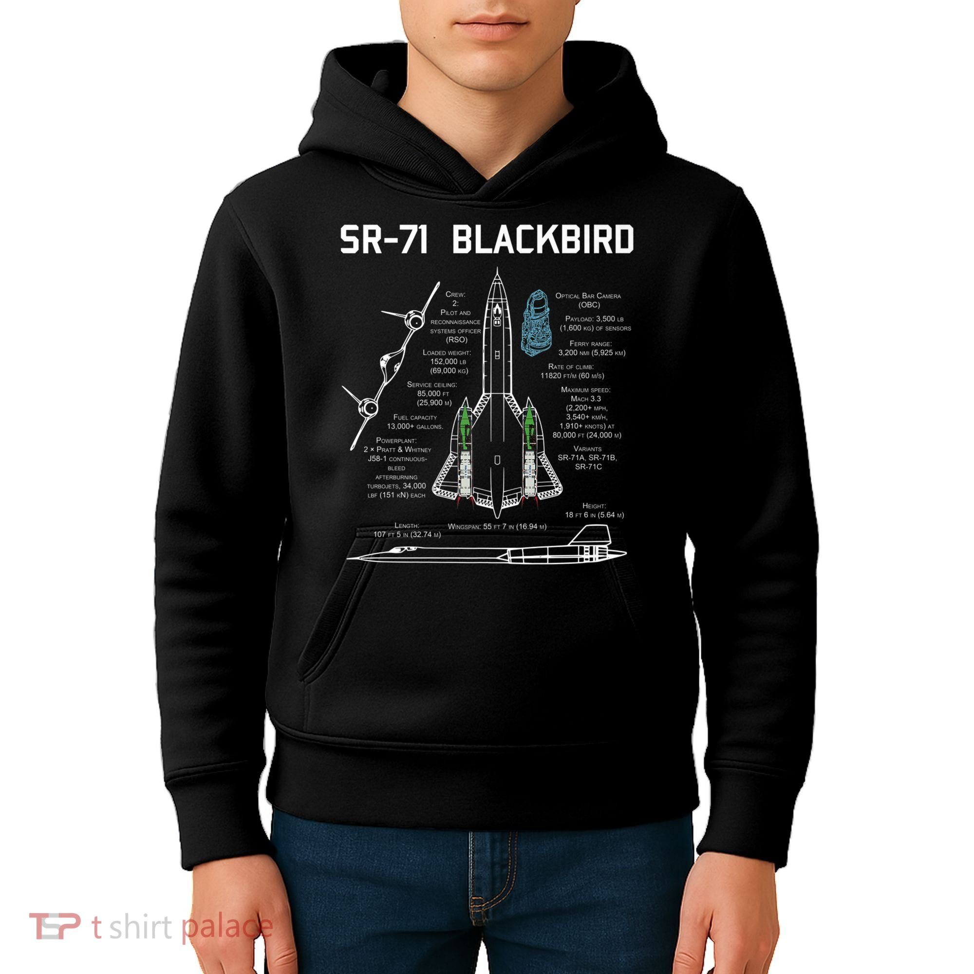 SR71 Blackbird SpecsSR71 Blackbird Premium Kids Hoodie