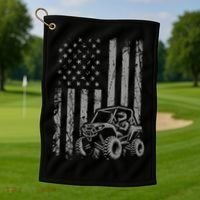Side By Side Utv Sxs American Flag Golf Towel thumb 1