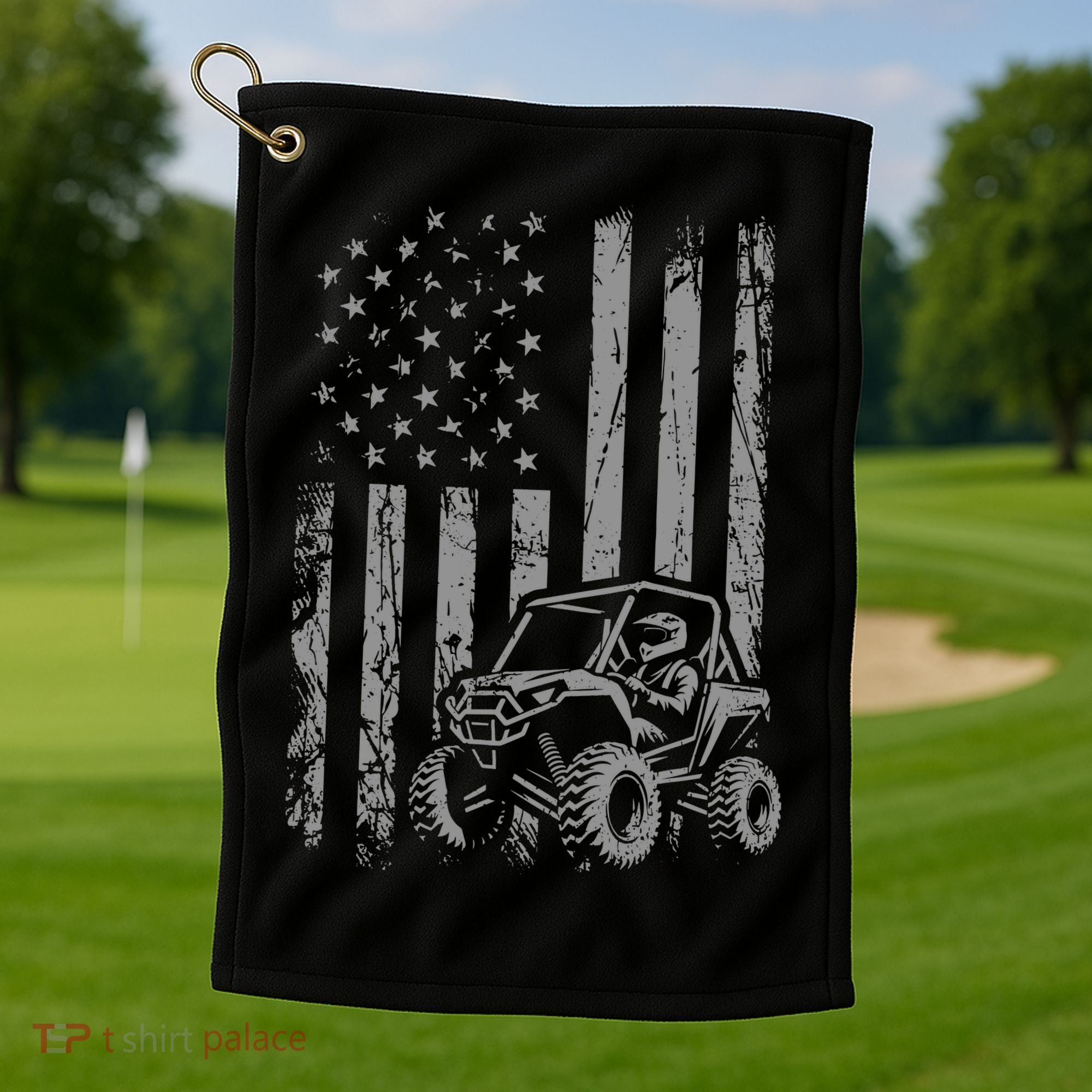 Side By Side Utv Sxs American Flag Golf Towel