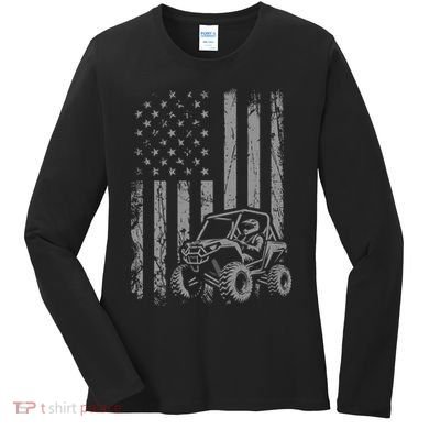 Side By Side Utv Sxs American Flag Women's Long Sleeve Shirt