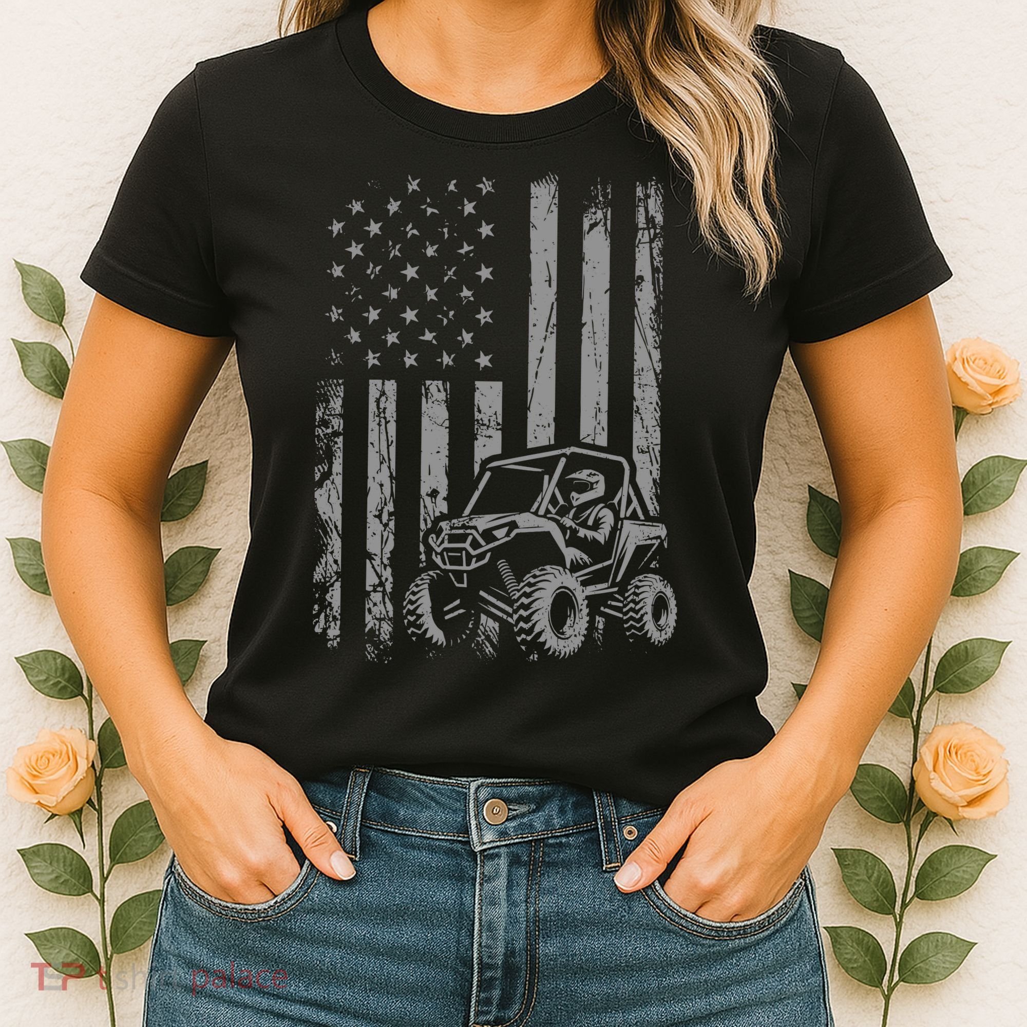 Side By Side Utv Sxs American Flag Women's T-Shirt