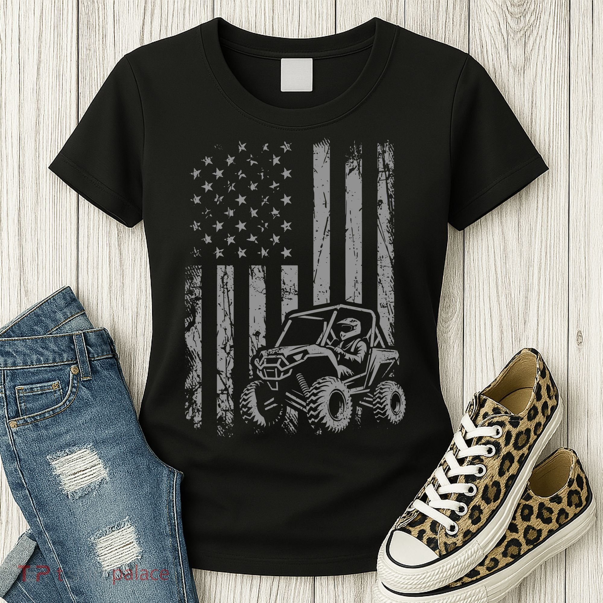 Side By Side Utv Sxs American Flag Women's T-Shirt