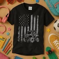Side By Side Utv Sxs American Flag Kids T-Shirt thumb 3