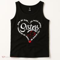 Side By Side Or Miles Apart Sisters Connected By Heart Tank Top thumb 2