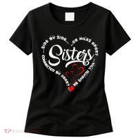 Side By Side Or Miles Apart Sisters Connected By Heart Women's T-Shirt thumb 0