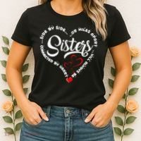 Side By Side Or Miles Apart Sisters Connected By Heart Women's T-Shirt thumb 2