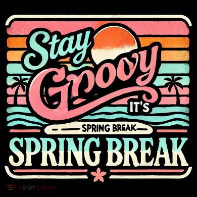 Spring Break Stay Groovy Retro Stripe Pom Pom Beanie