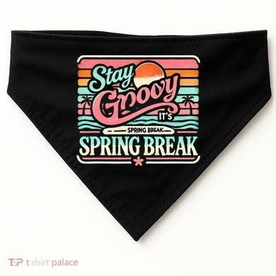 Spring Break Stay Groovy Retro USA-Made Doggie Bandana