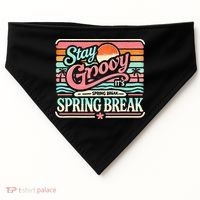 Spring Break Stay Groovy Retro USA-Made Doggie Bandana thumb 0