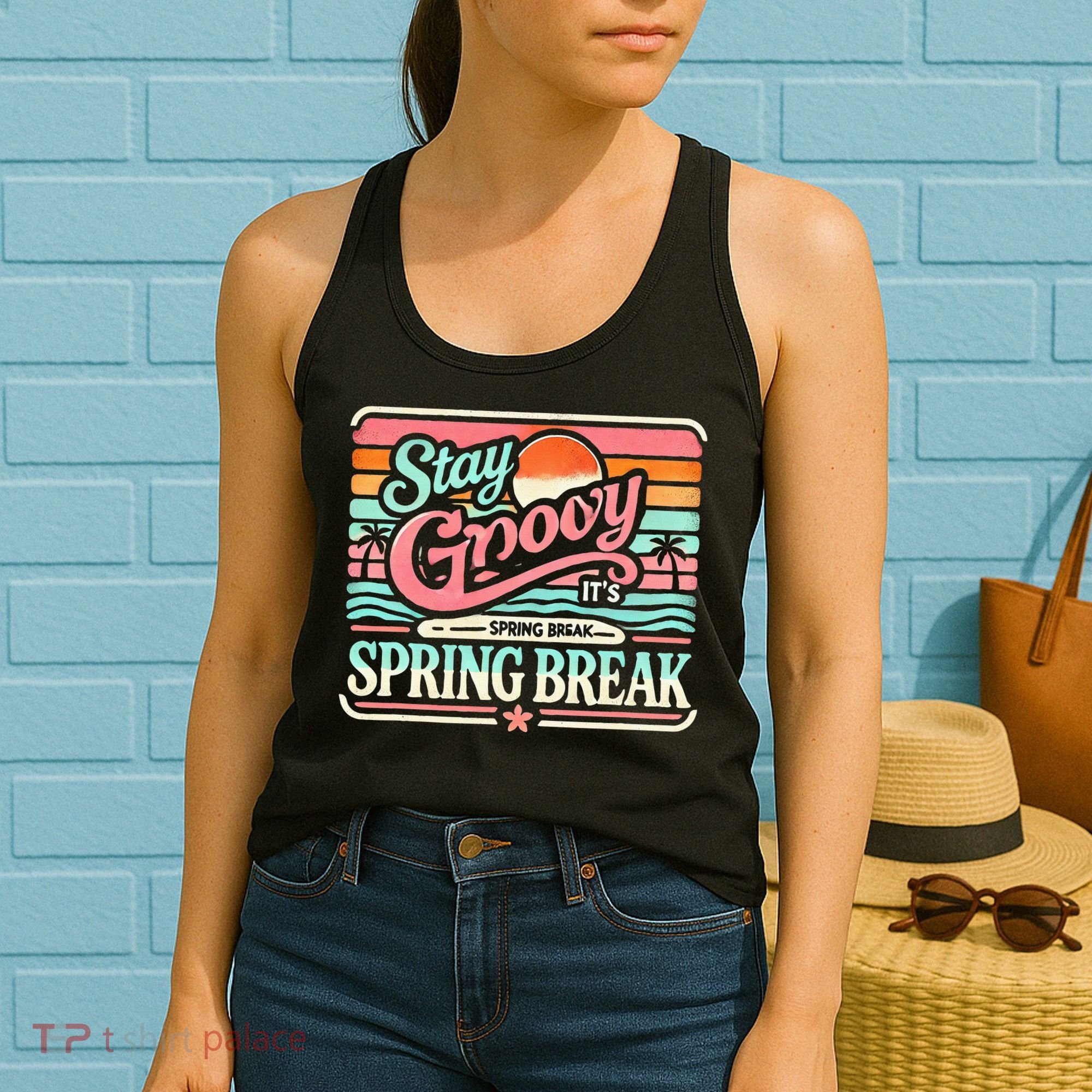 Spring Break Stay Groovy Retro Women's Tank Top