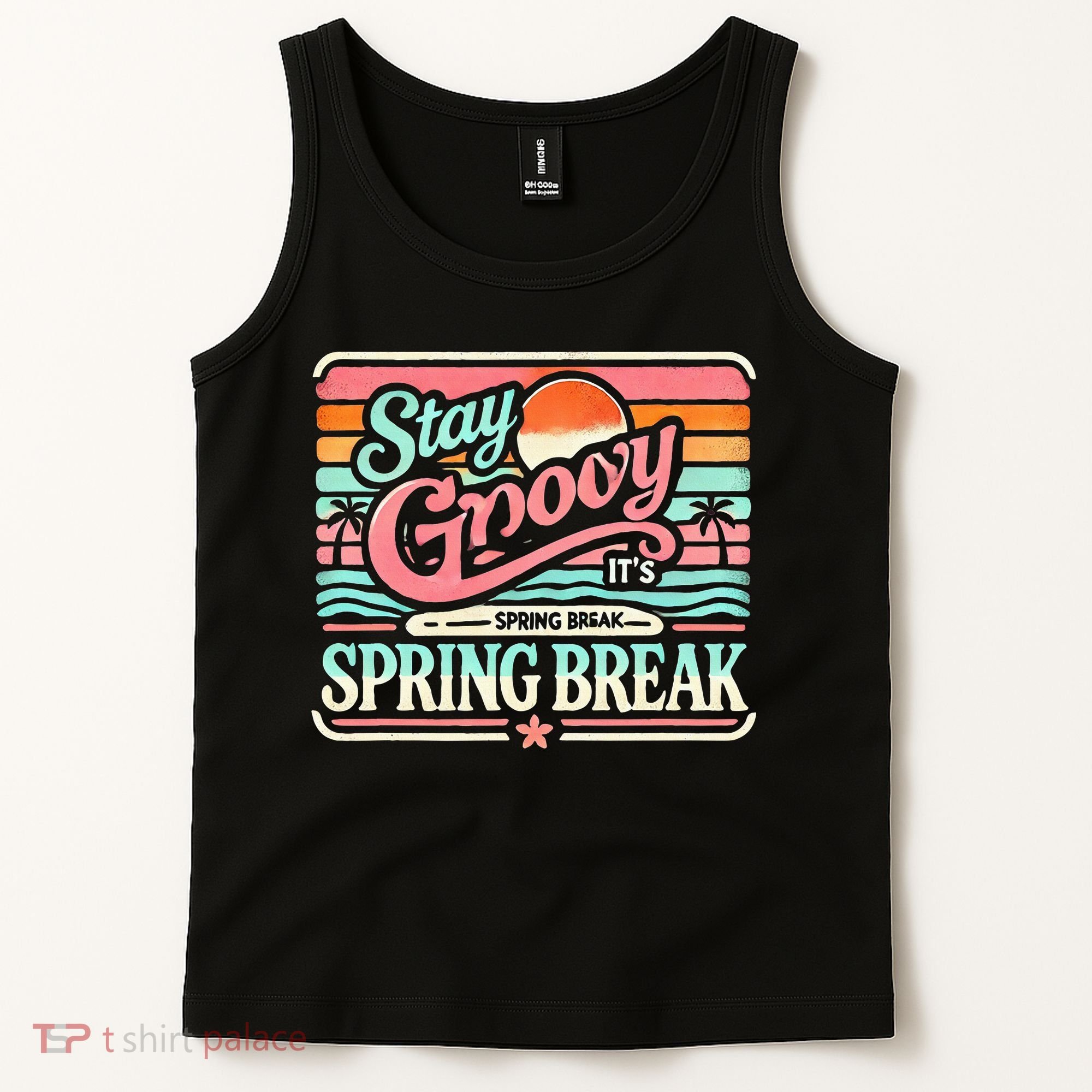 Spring Break Stay Groovy Retro Tank Top