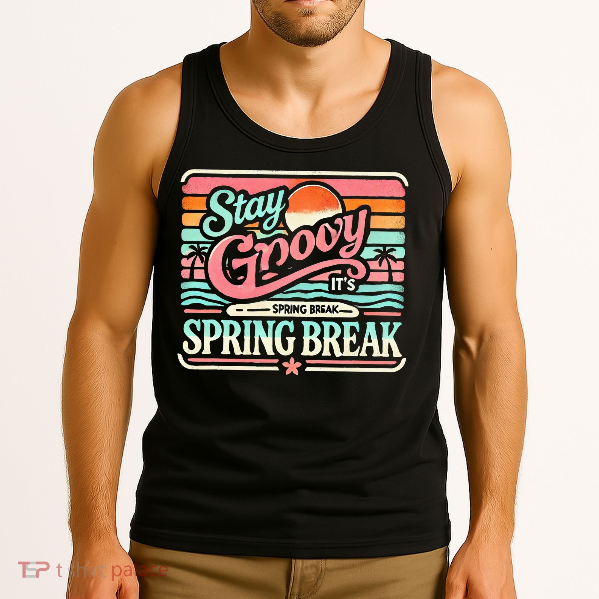 Spring Break Stay Groovy Retro Tank Top