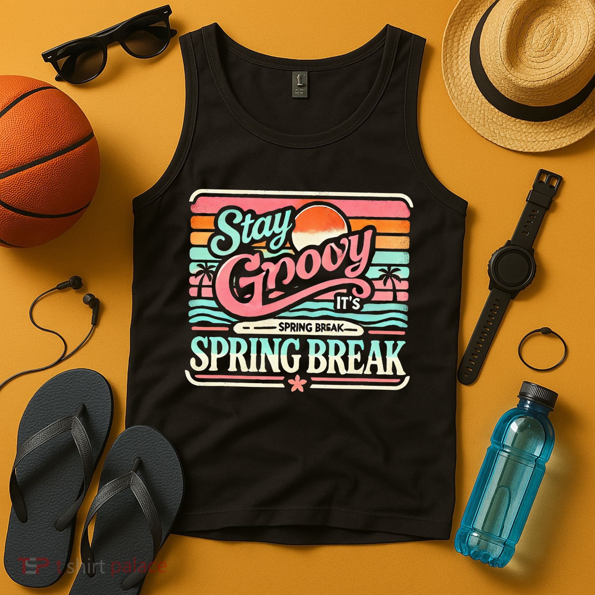 Spring Break Stay Groovy Retro Tank Top
