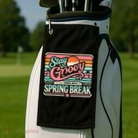 Spring Break Stay Groovy Retro Golf Towel thumb 2