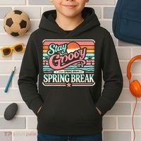 Spring Break Stay Groovy Retro Kids Hoodie thumb 2