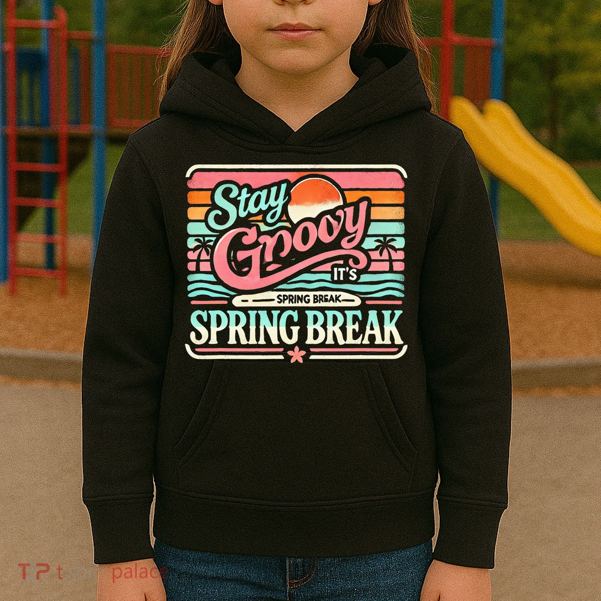 Spring Break Stay Groovy Retro Kids Hoodie