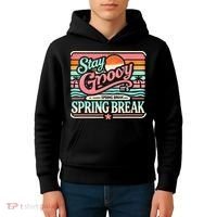 Spring Break Stay Groovy Retro Kids Hoodie thumb 4