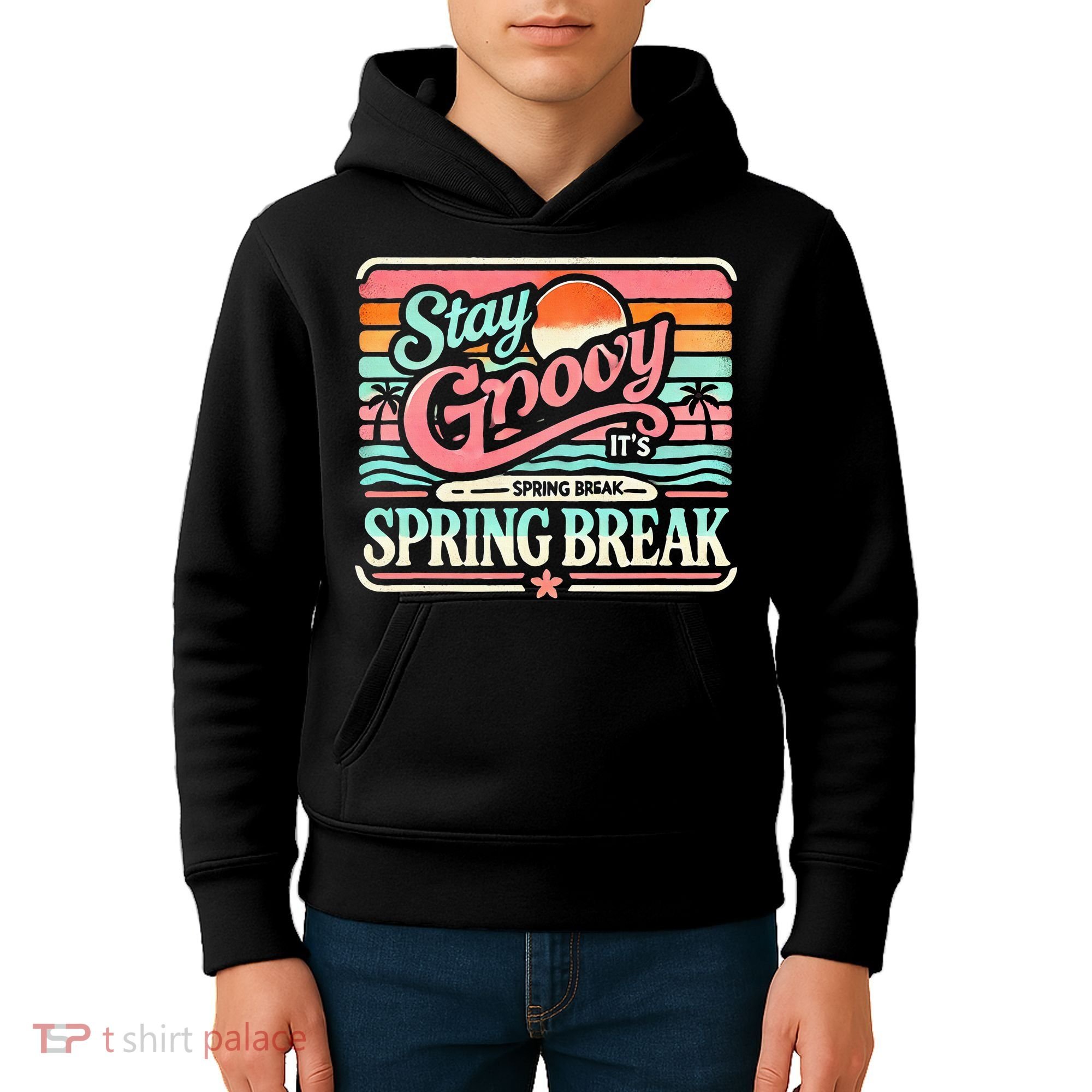 Spring Break Stay Groovy Retro Kids Hoodie