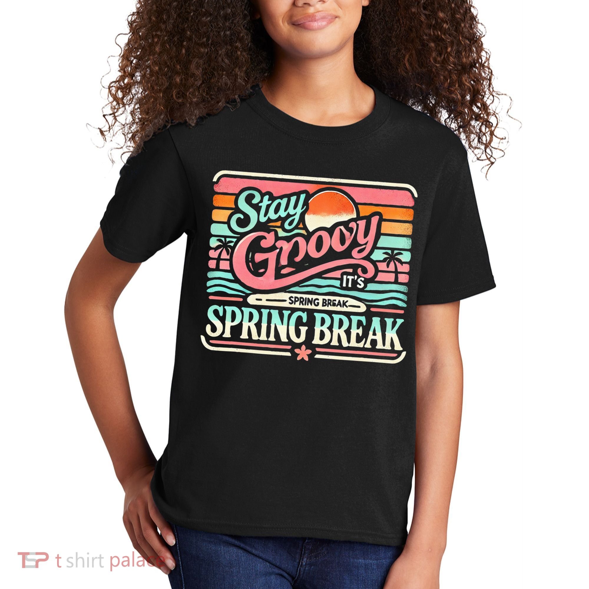 Spring Break Stay Groovy Retro Kids T-Shirt