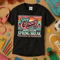 Spring Break Stay Groovy Retro Kids T-Shirt thumb 3