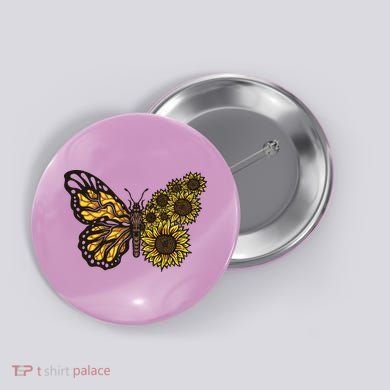 Sunflower Butterfly Button