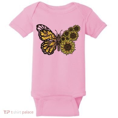 Sunflower Butterfly Baby Bodysuit