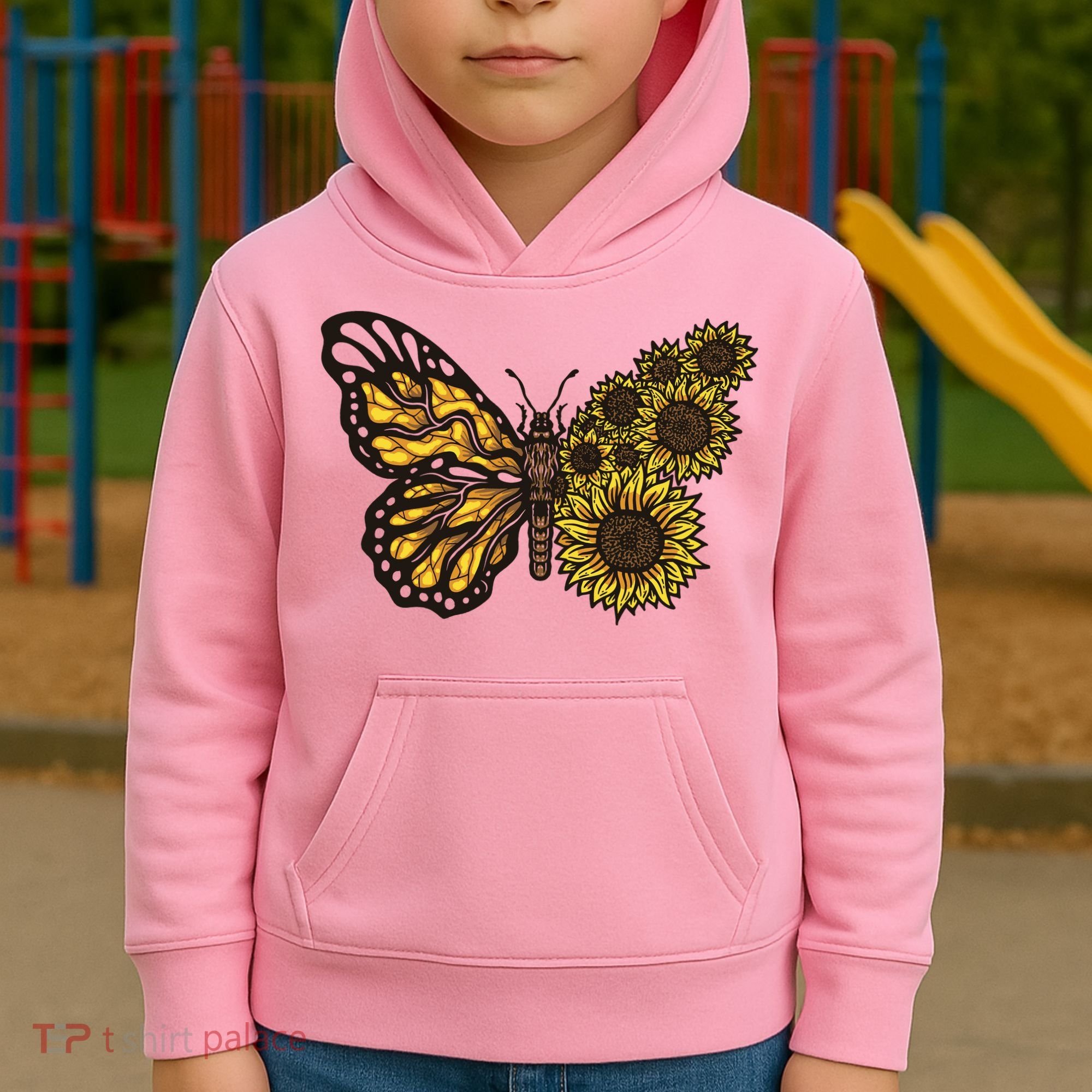 Sunflower Butterfly Kids Hoodie