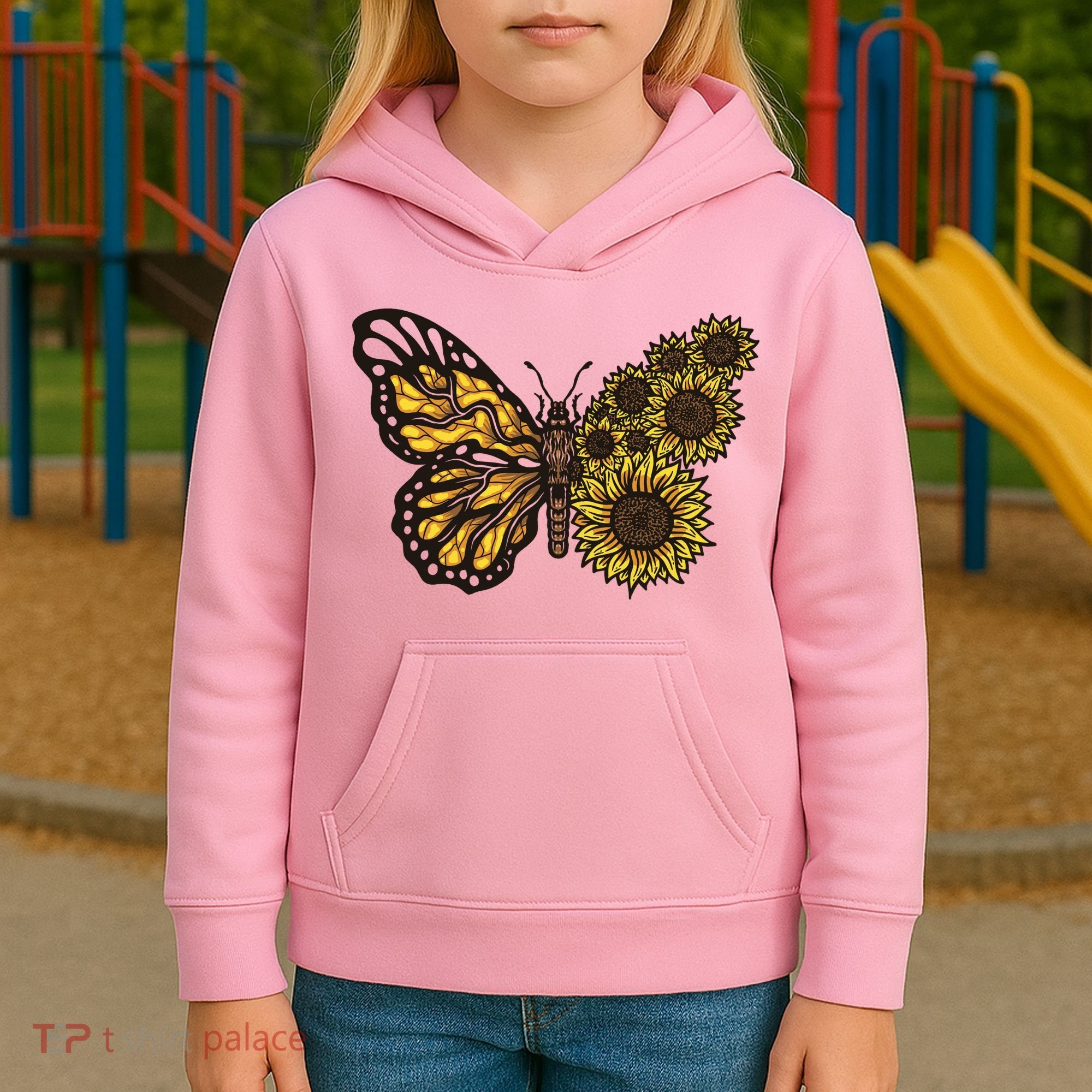 Sunflower Butterfly Kids Hoodie