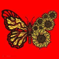 Sunflower Butterfly Santa Hat thumb 1