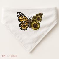 Sunflower Butterfly USA-Made Doggie Bandana thumb 0