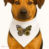 Sunflower Butterfly USA-Made Doggie Bandana thumb 1