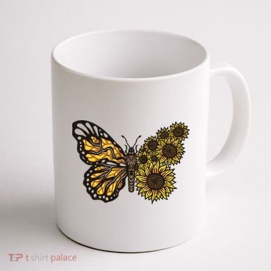 Sunflower Butterfly Coffee Mug back