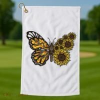 Sunflower Butterfly Golf Towel thumb 1