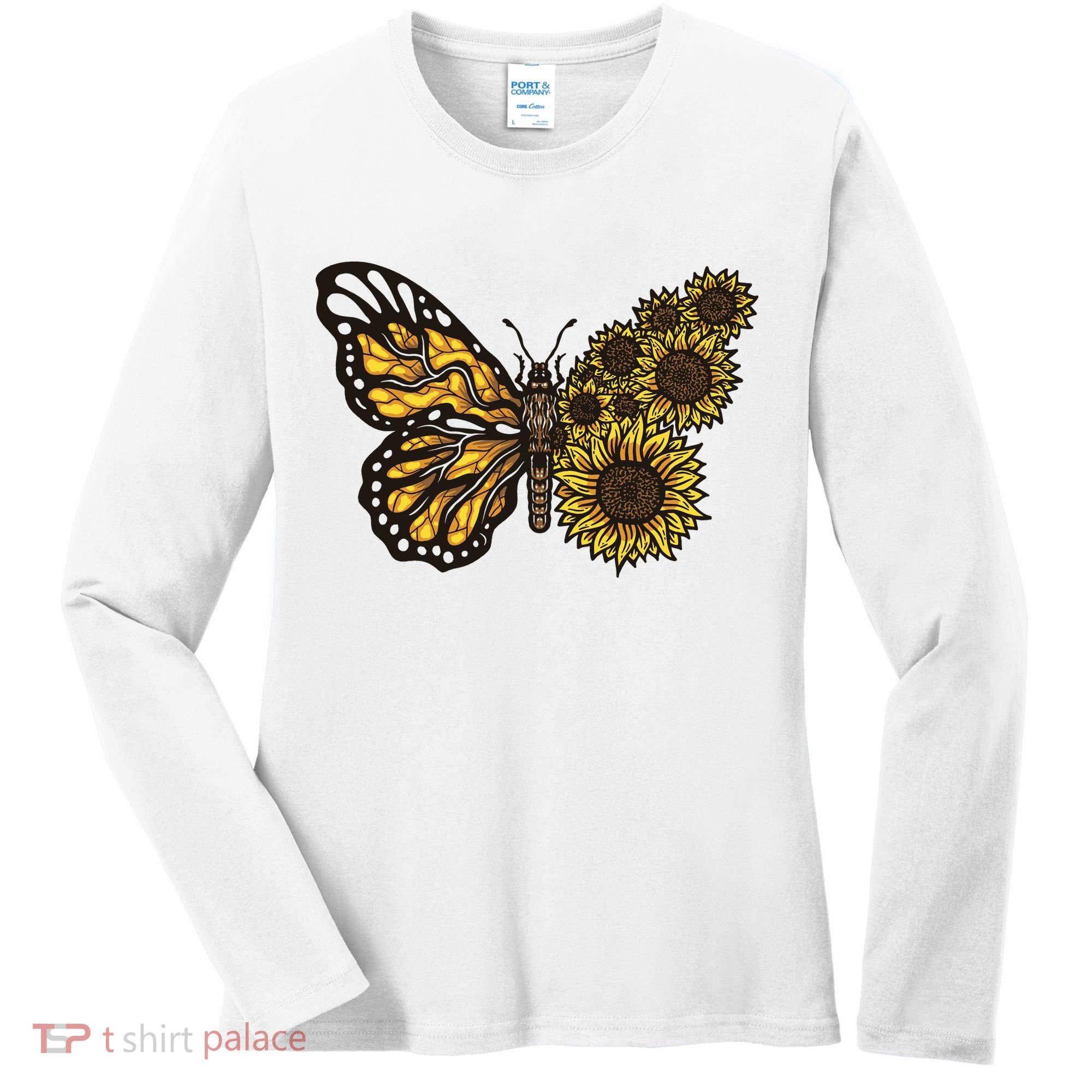 Sunflower Butterfly Women's Long Sleeve Shirt