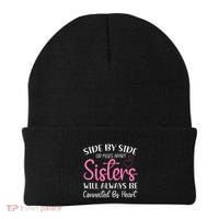 Side By Side Or Miles Apart Sisters Will Always Be Connected Gift Beanie thumb 0
